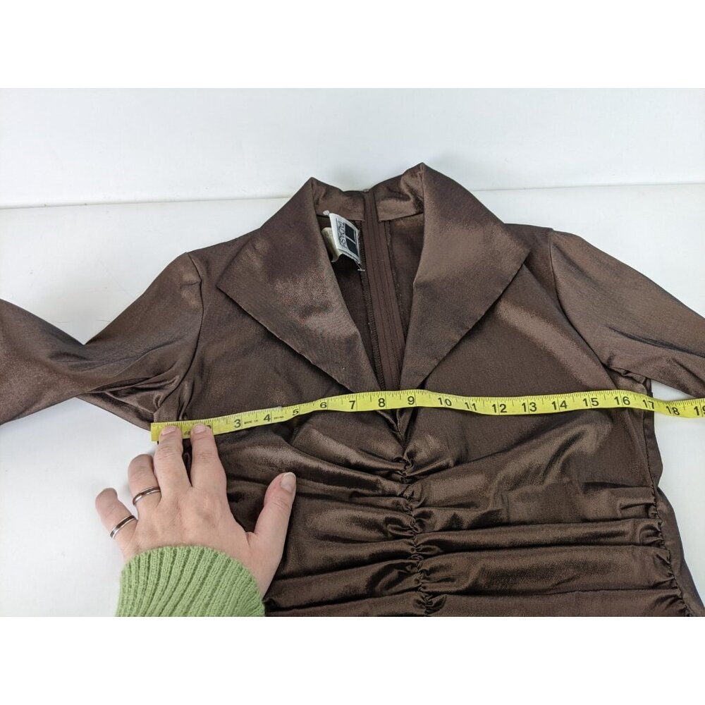 Vintage Tadashi Shoji Brown Formal Gown Womens Size 8 Evening Dress Prom Party - Picture 8 of 12